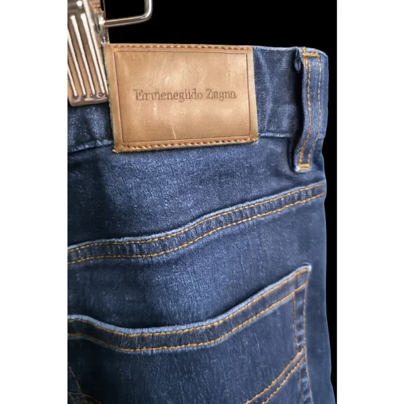 Ermenegildo Zegna Japanese Denim Jeans 35 Luxury Designer Dark Wash Straight Fit - Picture 4 of 7
